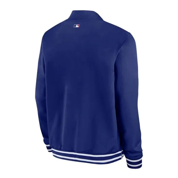 Blue Dodgers bomber jacket with zip-up front


