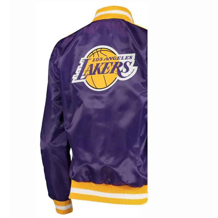 LA Lakers Competition Striped Satin Jacket Back View 