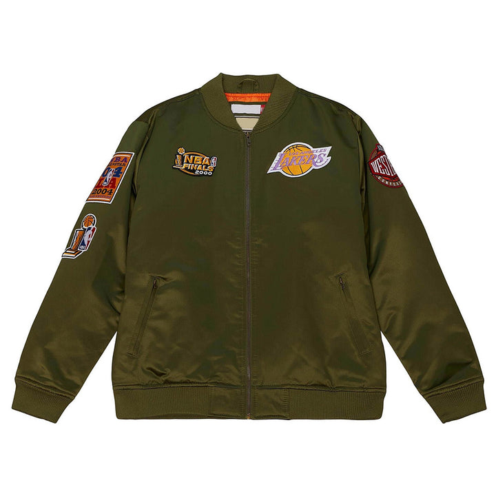 LA Lakers Flight Green Satin Jacket Front View 