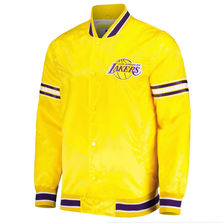 LA Lakers Forward Power Yellow/Purplr Satin Jacket Front View 