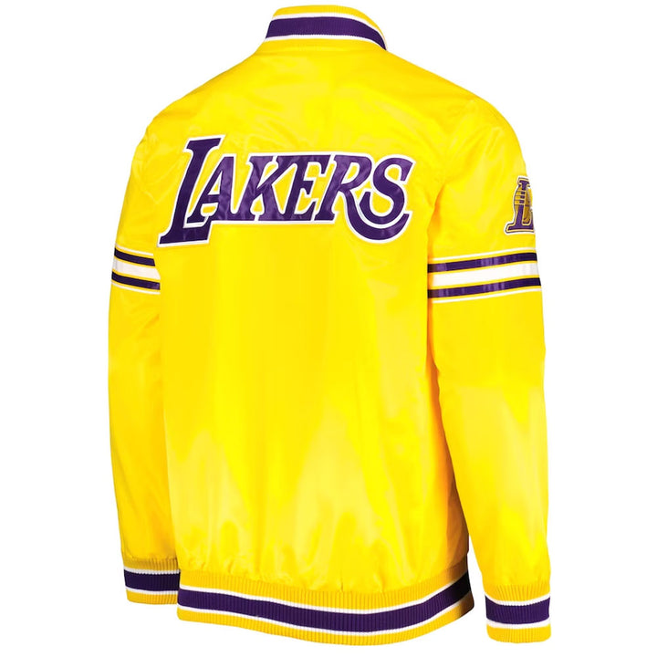 LA Lakers Forward Power Yellow/Purplr Satin Jacket Back View 