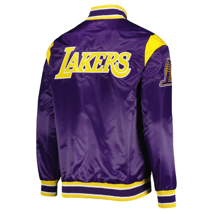 LA Lakers Forward Power Yellow/Purplr Satin Jacket Back View 