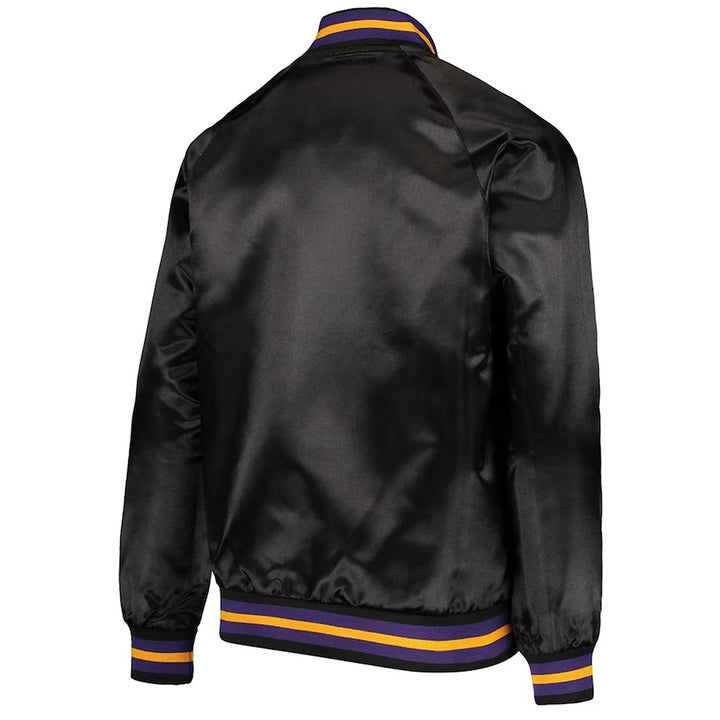 LA Lakers Hardwood Classics Full-Snap Black Satin Jacket Back View 