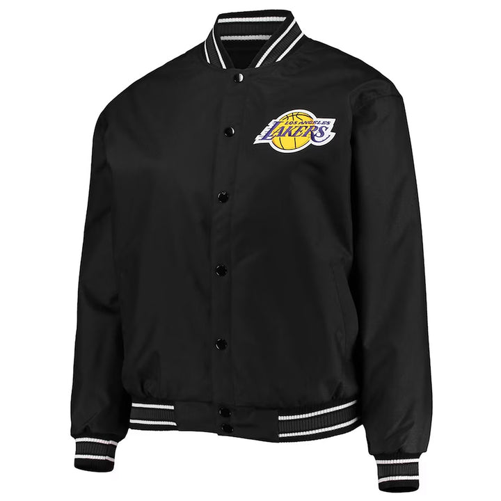 LA Lakers Poly-Twill Black Jacket Front View