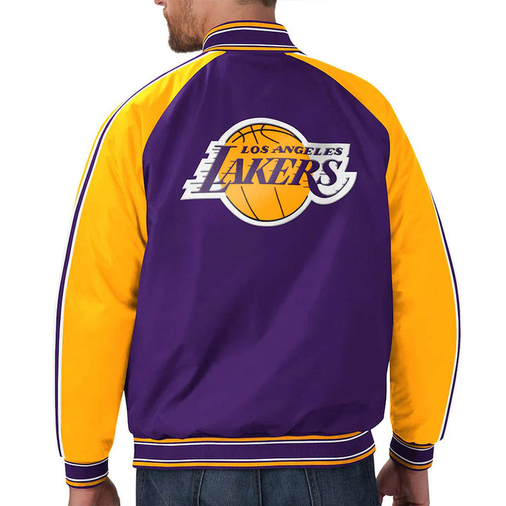 LA Lakers Polyester Purple and Yellow Jacket Back View