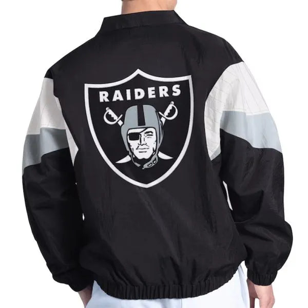 Nylon zip-up Raiders jacket with logo in American Style