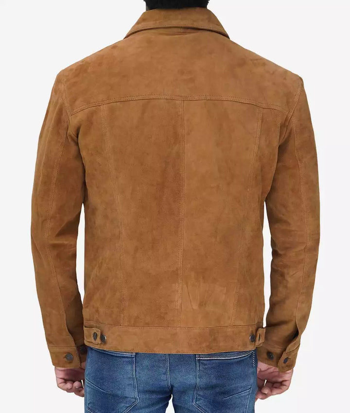 Elegant tan leather jacket suitable for any occasion