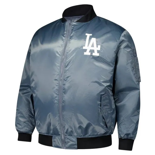 Embroidered Dodgers chest logo close-up

