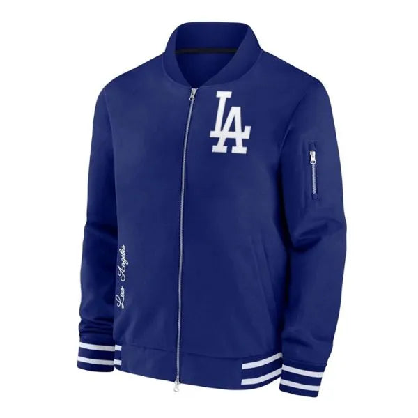 Dave Roberts Dodgers bomber jacket front view

