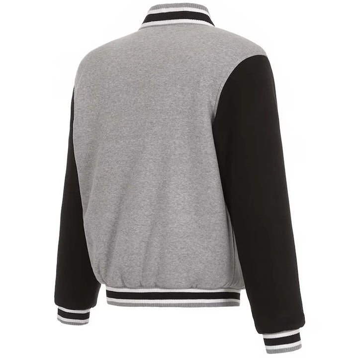 Back View NBA Los Angeles Lakers Black and Gray Varsity Wool Jacket