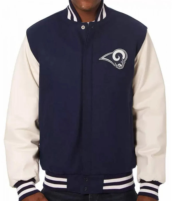 LA Rams White and Blue Varsity Jacket