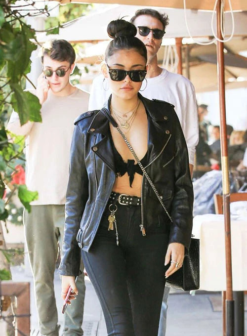 Chic Leather Jacket Look on Madison Beer in France style