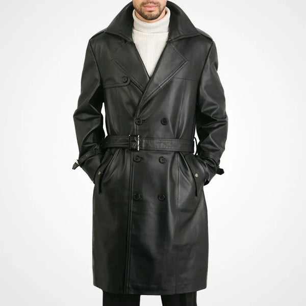 Shop Men's Classic Genuine Leather Trench Coat