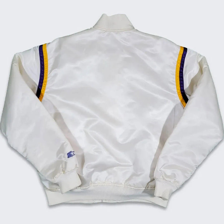 Classic LA Lakers Satin Jacket Featuring Iconic Team Logo in USA