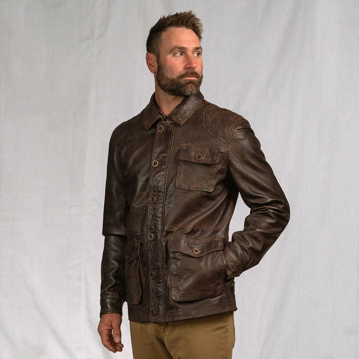 Men's Sheridan leather barn coat in full-grain lambskin