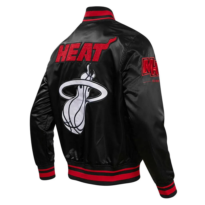 back view front view NBA Miami Heat 2023/24 City Edition Black Satin Jacket