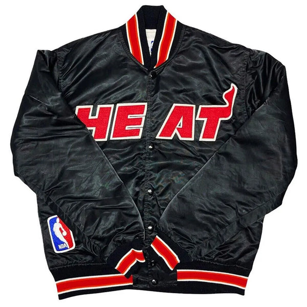 Shop NBA 90s Miami Heat Satin Black Jacket