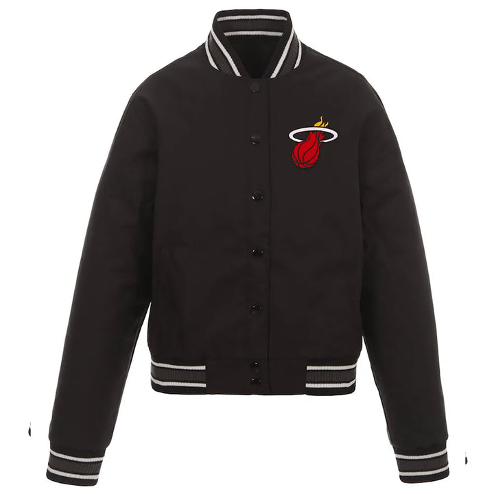Front view NBA Miami Heat Poly-Twill Black Jacket