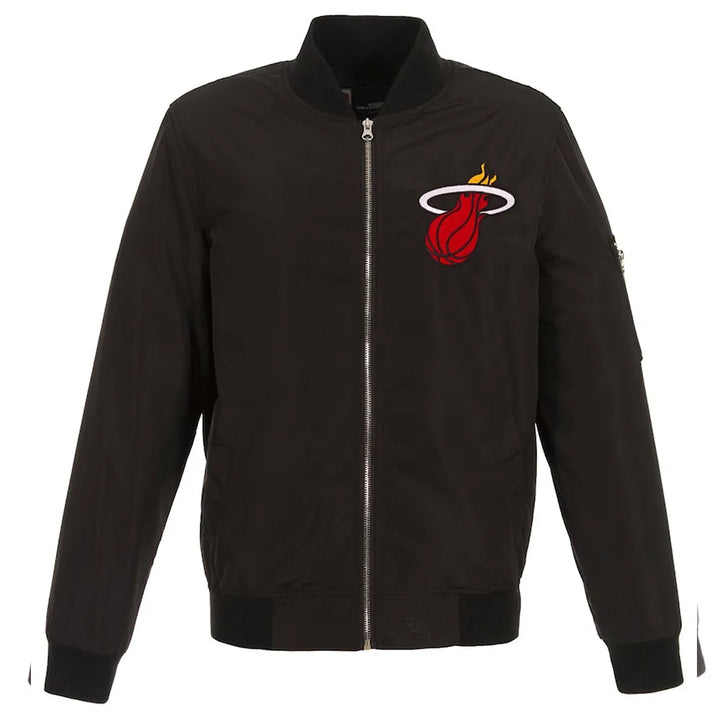 Front view NBA Miami Heat Lightweight Bomber Nylon Jacket