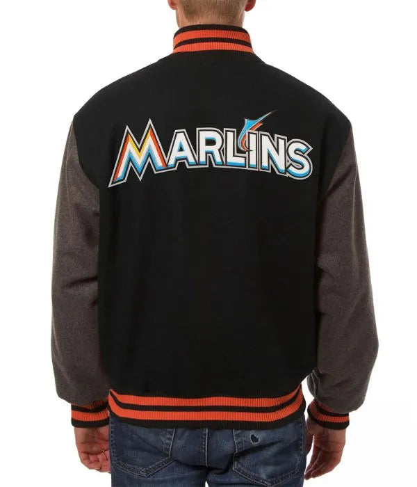 Two-tone Miami Marlins wool jacket for men and women n American Style