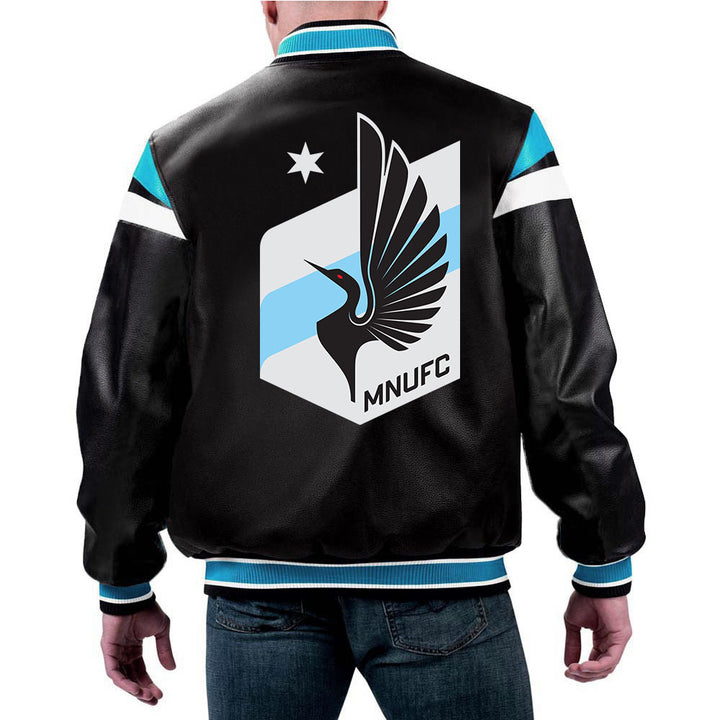 MLS Minnesota United FC leather jacket front view in USA