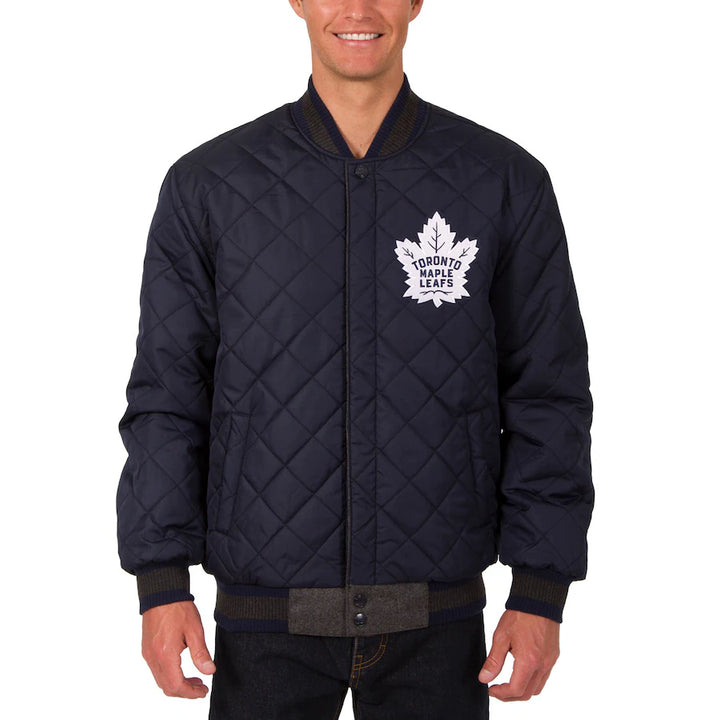 mlb toronto maple leafs dual‑sided wool and leather two hit letterman jacket in USA