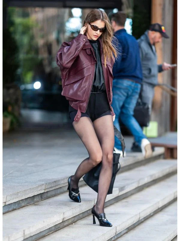 Chic Leather Jacket Inspired by Barbara Palvin
