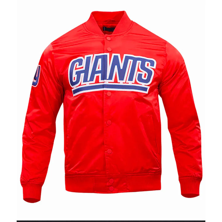 Red jacket with 'Giants' text on a white background in USA 