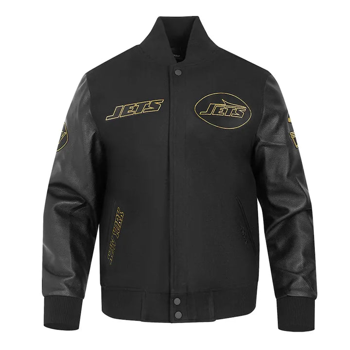 New York Jets full-zip varsity jacket front view

