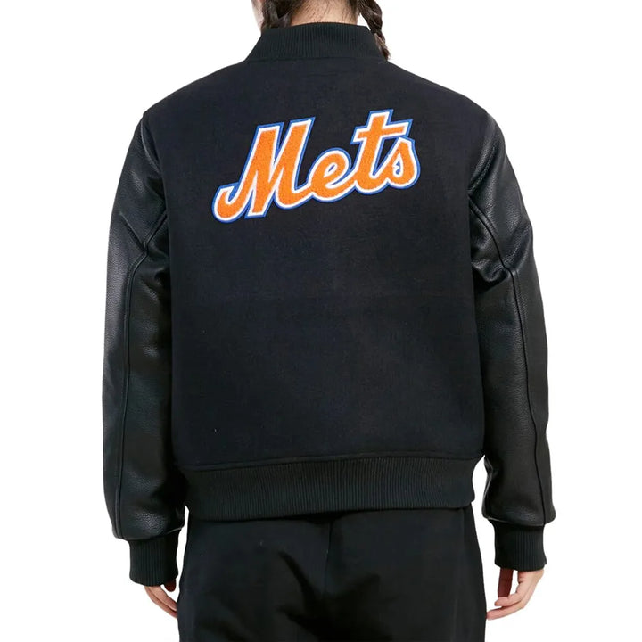 Classic black Mets letterman jacket


