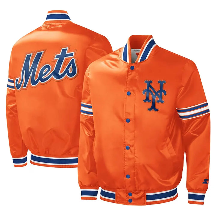 NY Mets Slider Orange Satin Jacket USA Market