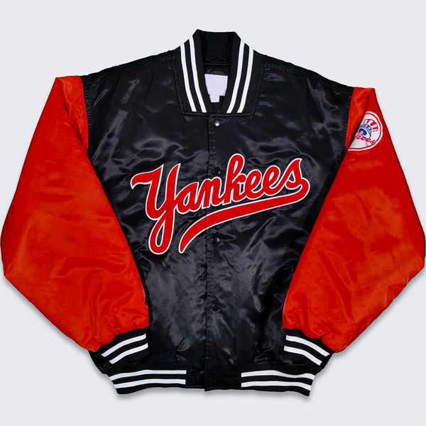 90’s NY Yankees Black and Red Satin Jacket