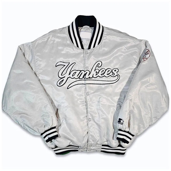 90’s New York Yankees Silver Jacket Front View in USA