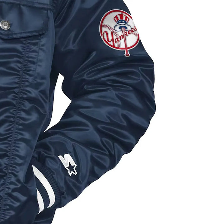 Stylish Navy Trucker Jacket with New York Yankees Logo in American style