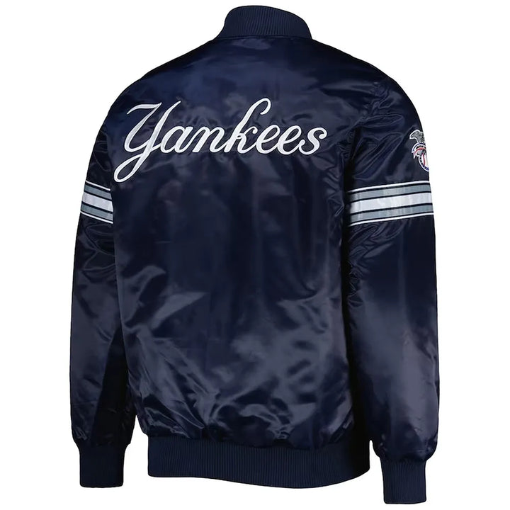 Navy satin Yankees zip-up jacket

