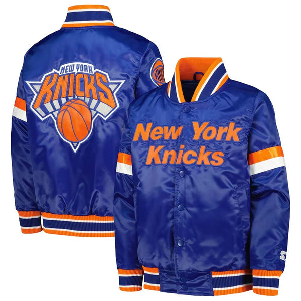 NBA Youth New York Knicks Starter Blue Home Game Varsity Satin Full-Snap Jacket by TJS