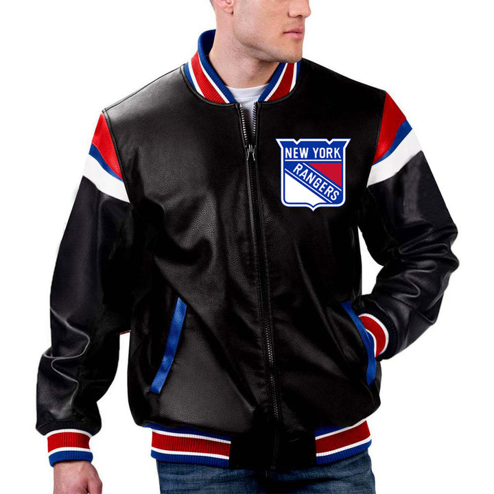 TJS NHL New York Rangers Leather Jacket in France style