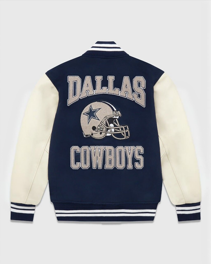 Back View Front View  Dallas Cowboys Men's Varsity Leather Jacket