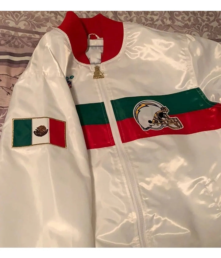 High-Quality LA Chargers Mexico Satin Jacket with Unique Graphics in France style