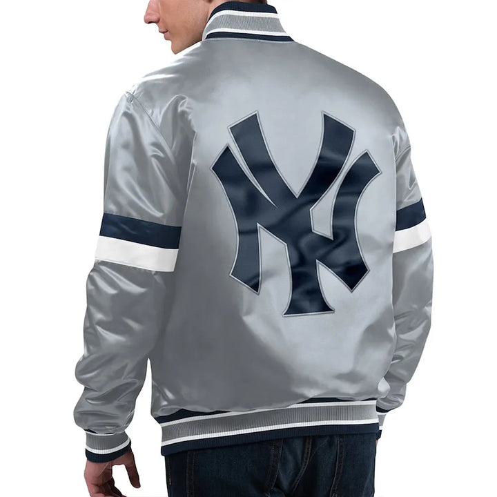 Gray Yankees varsity bomber jacket

