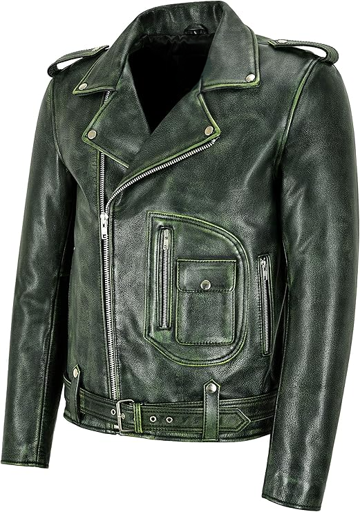 aew jon moxley dark green leather jacket