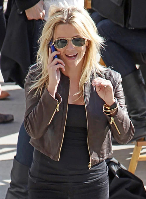 Reese Witherspoon stylish leather jacket in This Means War in United state market