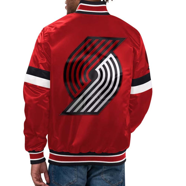 NBA Men's Portland Trail Blazers Starter Red Home Game Satin Full-Snap Varsity Jacket by TJS