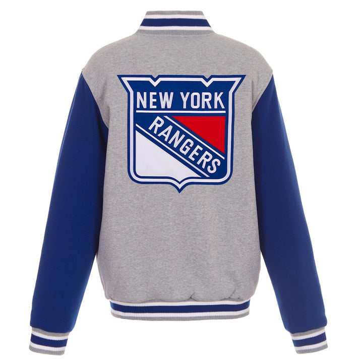new york rangers fleece varsity jacket reversible design in USA