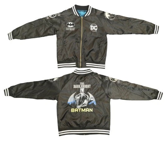Batman satin bomber jacket with embroidered Dark Knight logo in USA