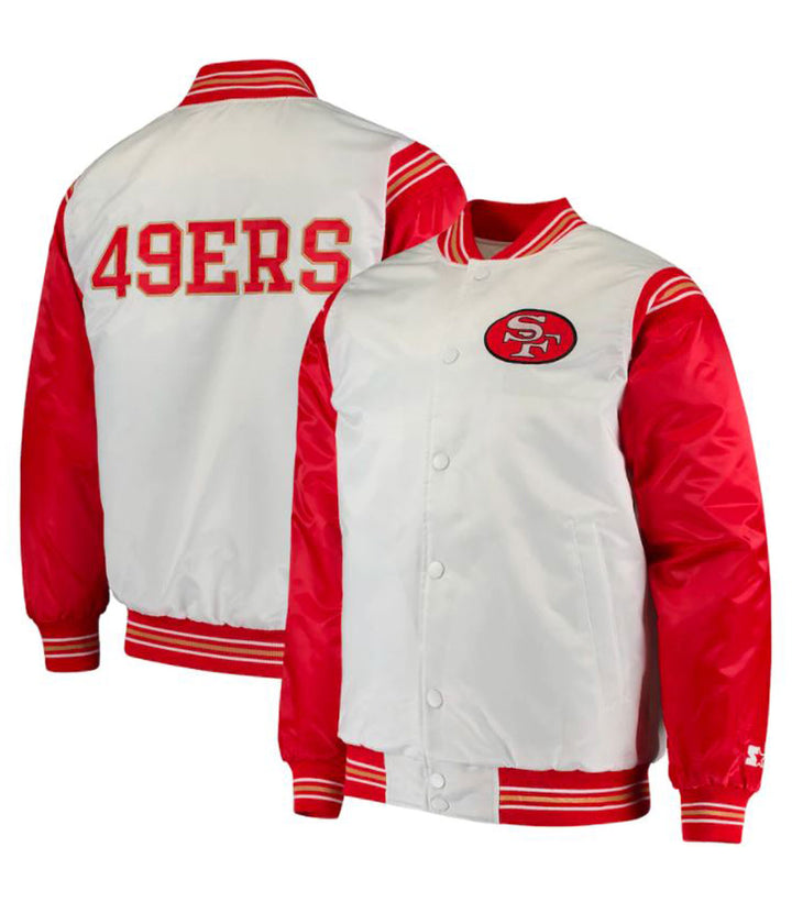 49ers San Francisco red and white Starter jacket side view in United state market