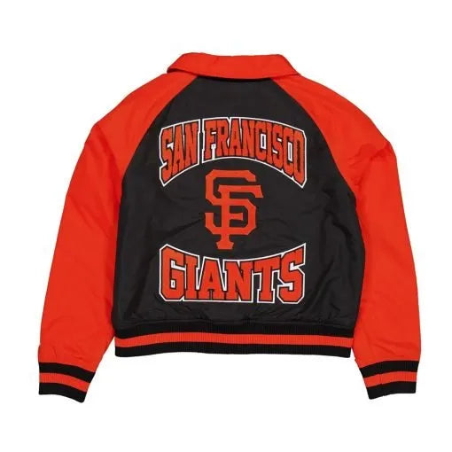 Black and red nylon varsity jacket for Giants fans in USA