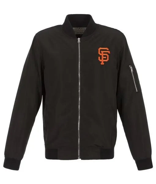 San Francisco Giants black and grey satin bomber jacket

