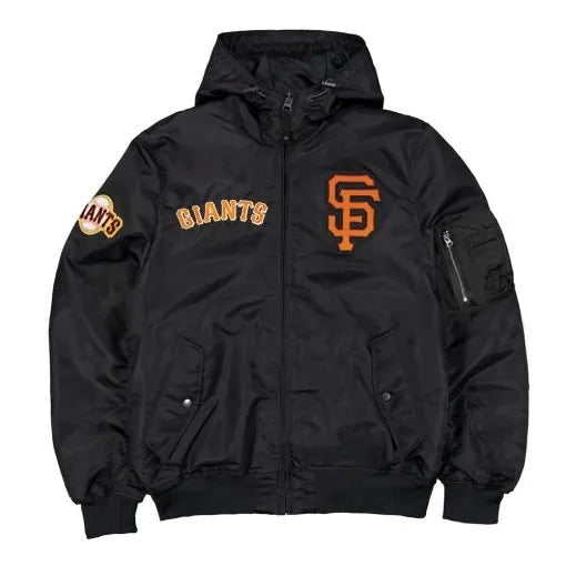 San Francisco Giants black hooded bomber jacket in USA