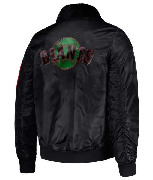 Fur collar detail on Ty Mopkins Giants jacket

